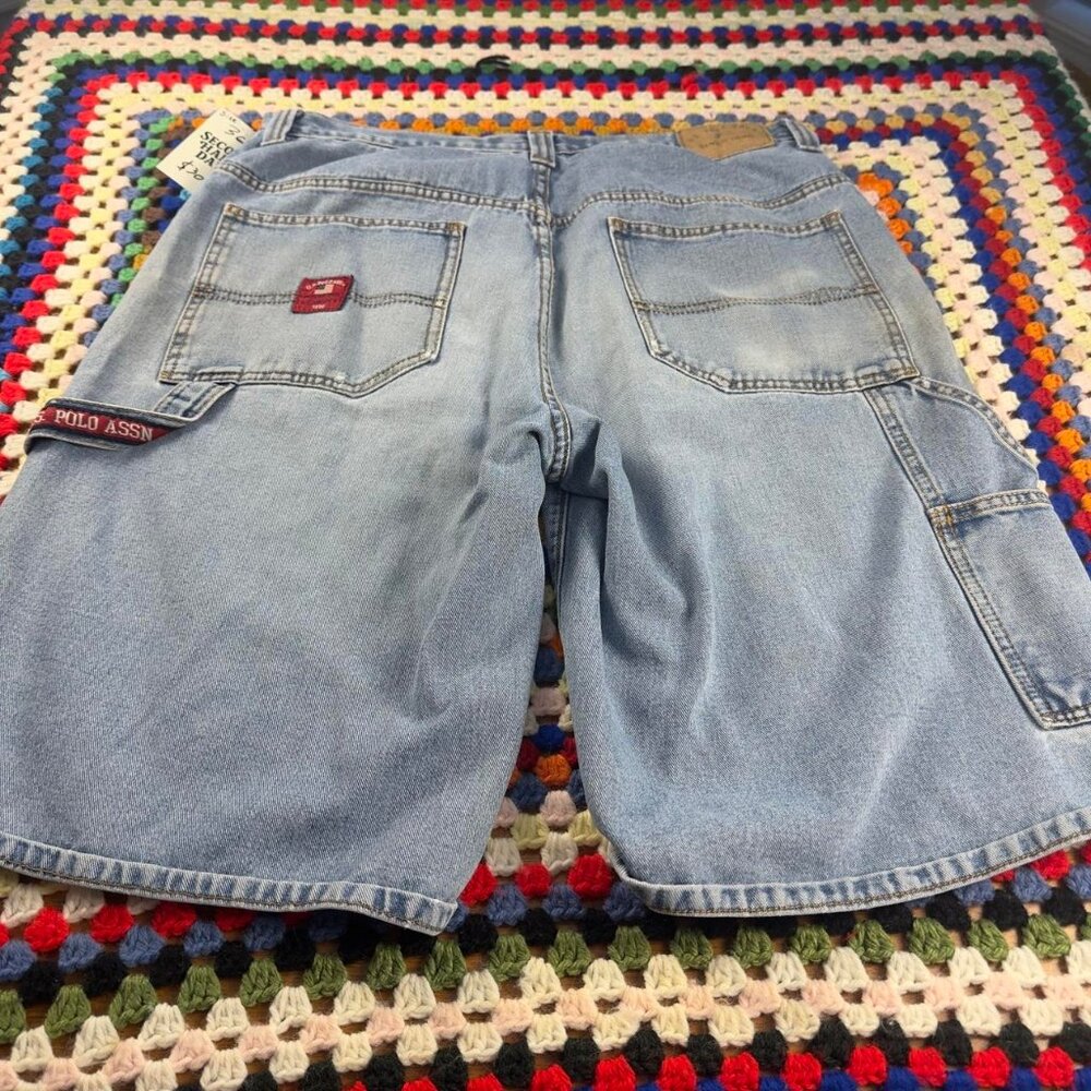 Vintage Y2K US Polo Assn Baggy Carpenter Denim Shorts Sz 36